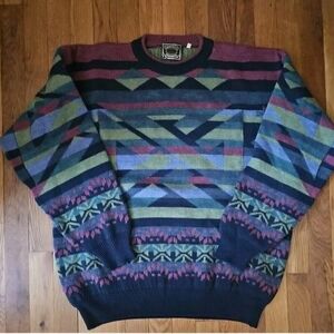 Vintage Coogi Style Aztec Geometric Sweater Made in Italy Mens XXL